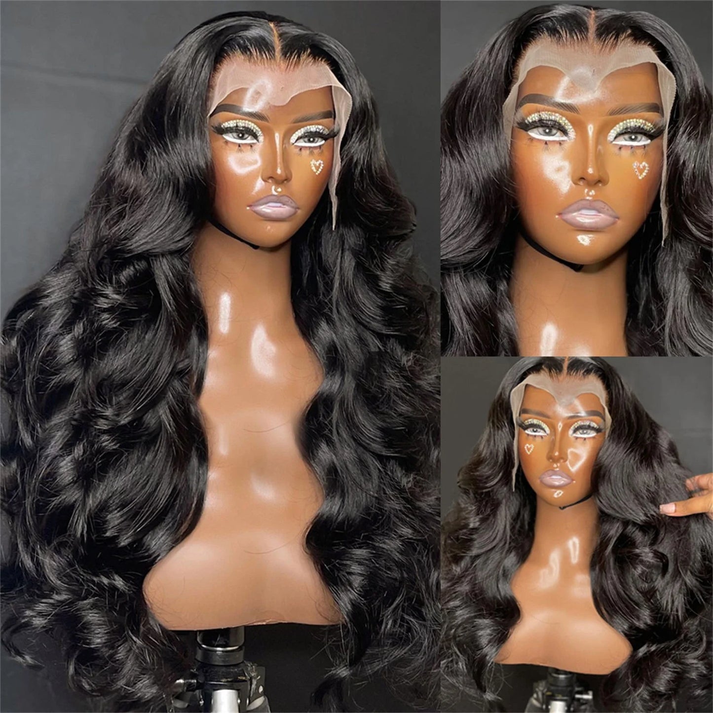 Front Wigs Human Hair 26 Inch Front Wigs Pre Plucked with Baby Hair 180% Density Glueless Human Hair Wigs for Black Women Transparent Lace Frontal Wigs Natural Black, Black