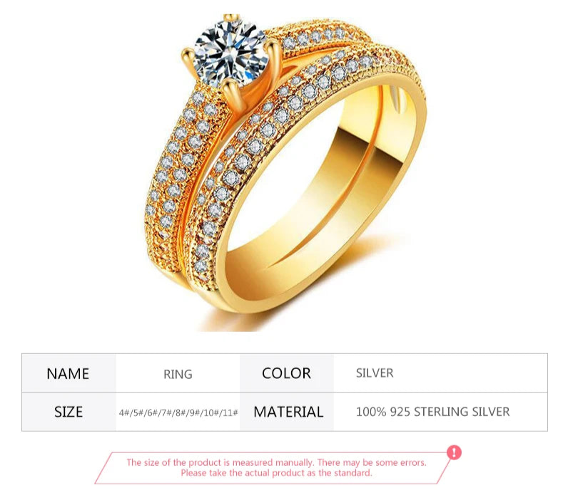 925 Sterling Silver Double Zircon Rings for Women Fashion Wedding Engagement,Christmas,Valentines, Mothers Day or any special occasion.