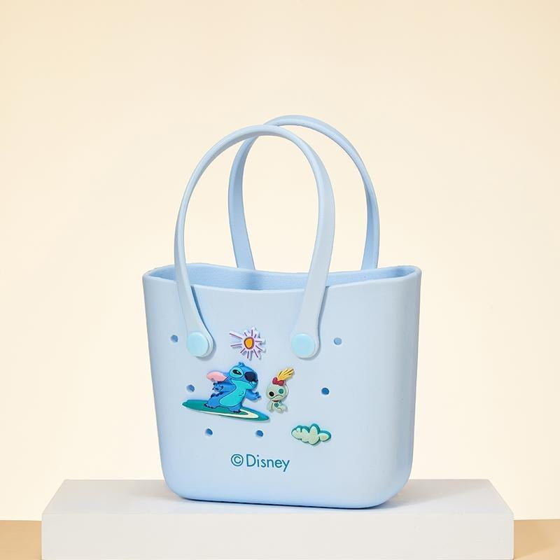 Disney Women's Mini Lunch Tote Bag - Durable Crocs Design in Pink, Purple, and Beige, Ideal for School and Work