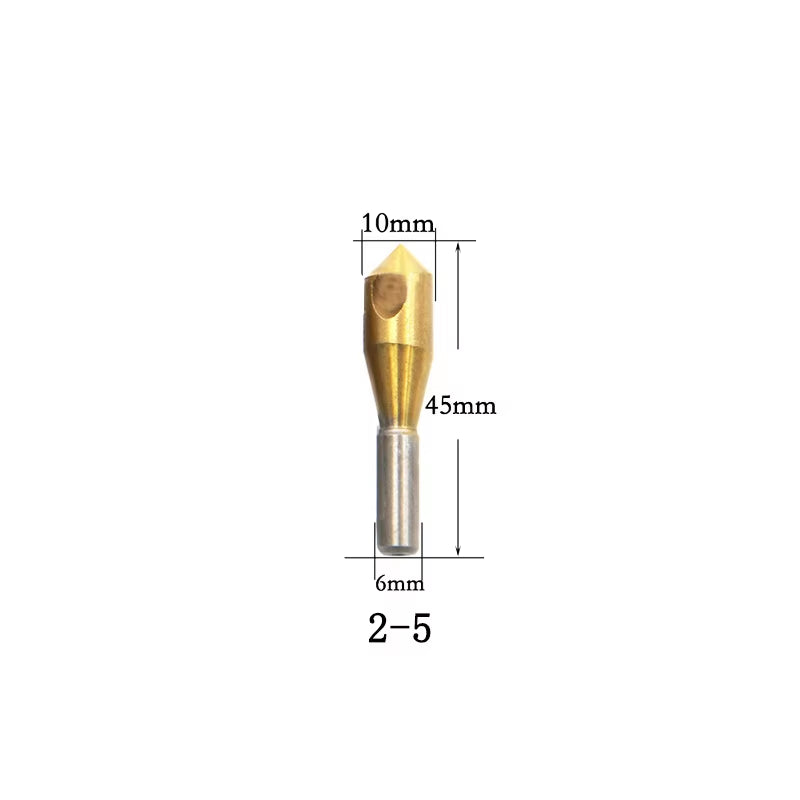 1/4Pcs Set Titanium Countersink Deburring Drill Taper Hole Cutter Steel/Aluminum Countersunk Head Chamfering Tools 2-5-10-15-20