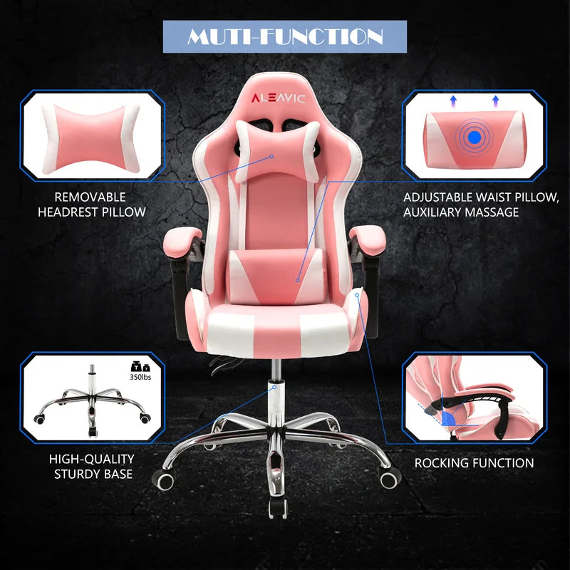Adjustable Reclining Ergonomic Swiveling PC & Racing Game Chair