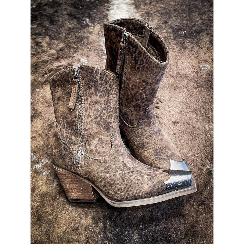 Jimi Leopard Print Ankle Booties for Women by Very G