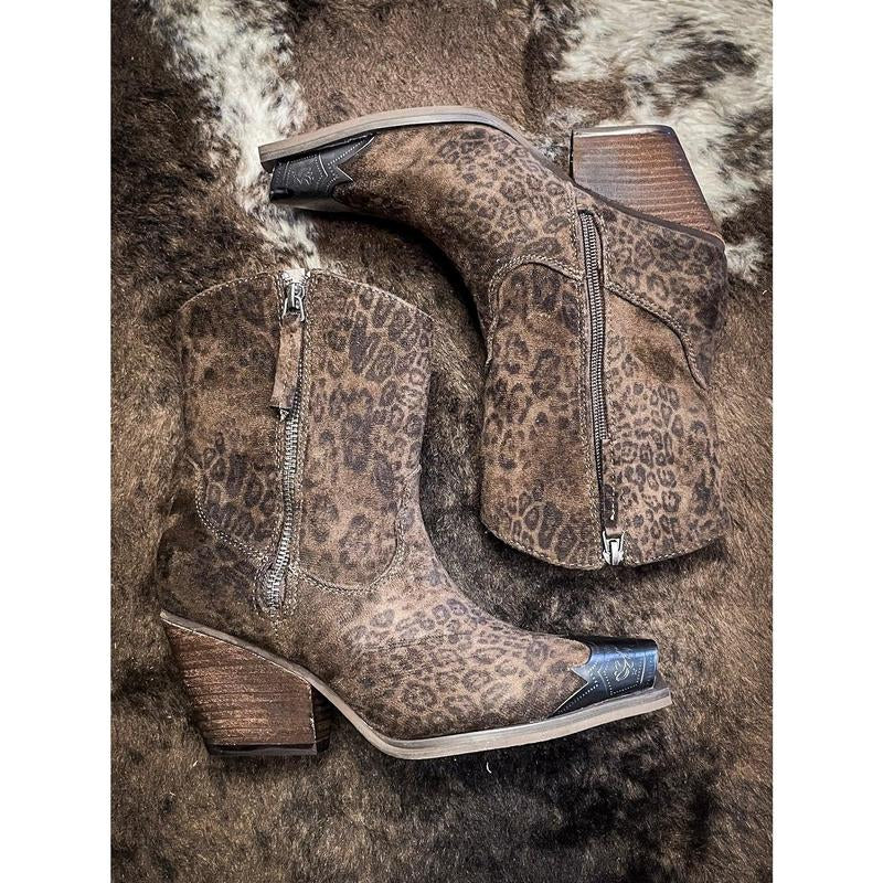 Jimi Leopard Print Ankle Booties for Women by Very G