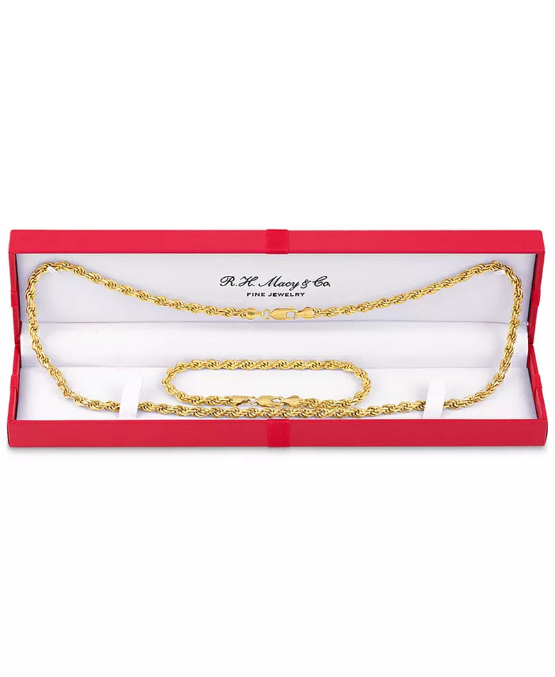 2-Pc. Set 22" Rope Link Chain Necklace & Matching Bracelet, Created for Macy'S