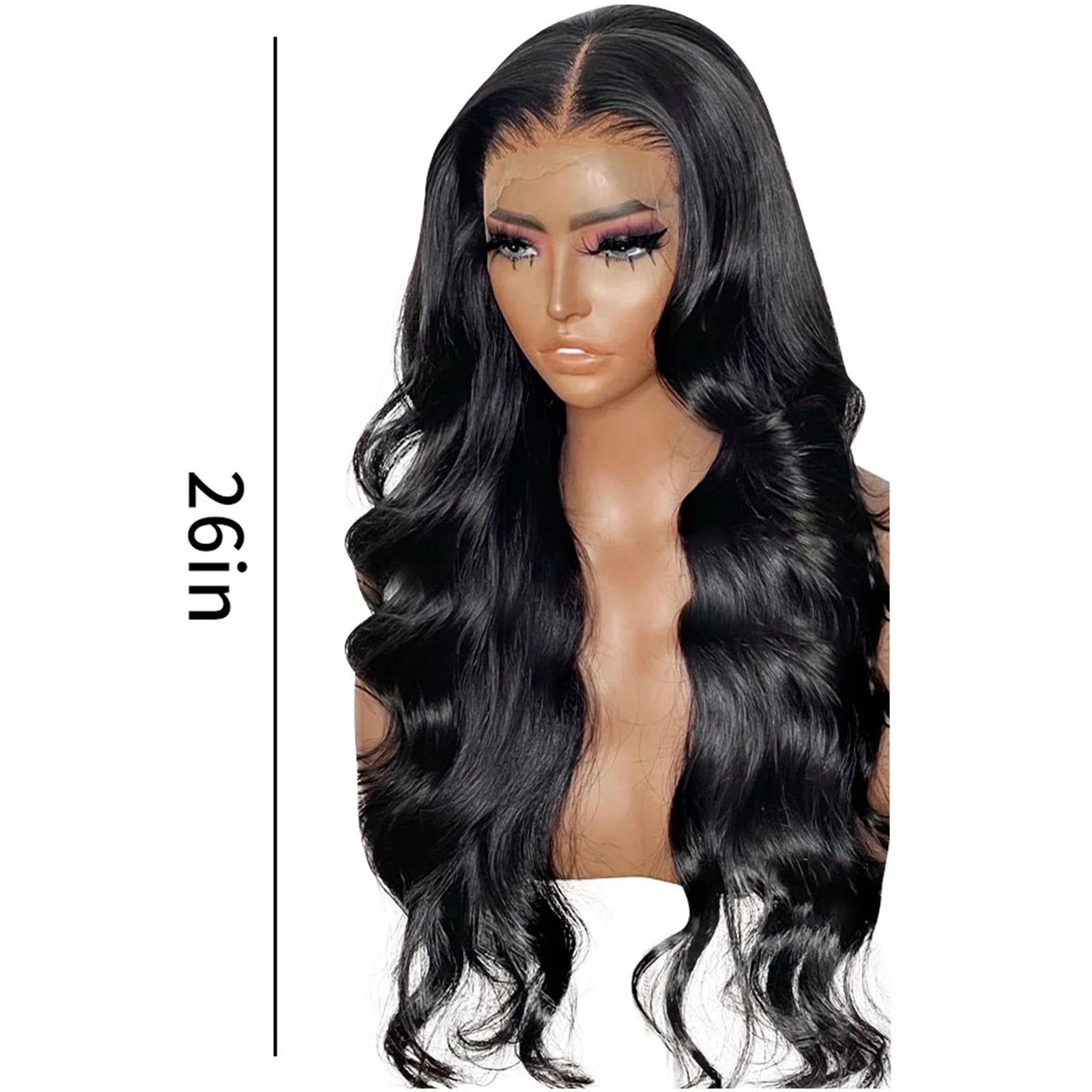 Front Wigs Human Hair 26 Inch Front Wigs Pre Plucked with Baby Hair 180% Density Glueless Human Hair Wigs for Black Women Transparent Lace Frontal Wigs Natural Black, Black