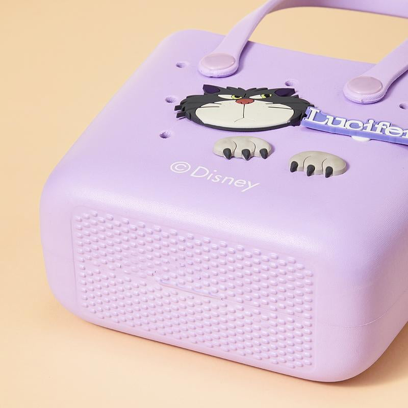 Disney Women's Mini Lunch Tote Bag - Durable Crocs Design in Pink, Purple, and Beige, Ideal for School and Work