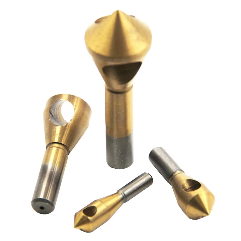 1/4Pcs Set Titanium Countersink Deburring Drill Taper Hole Cutter Steel/Aluminum Countersunk Head Chamfering Tools 2-5-10-15-20