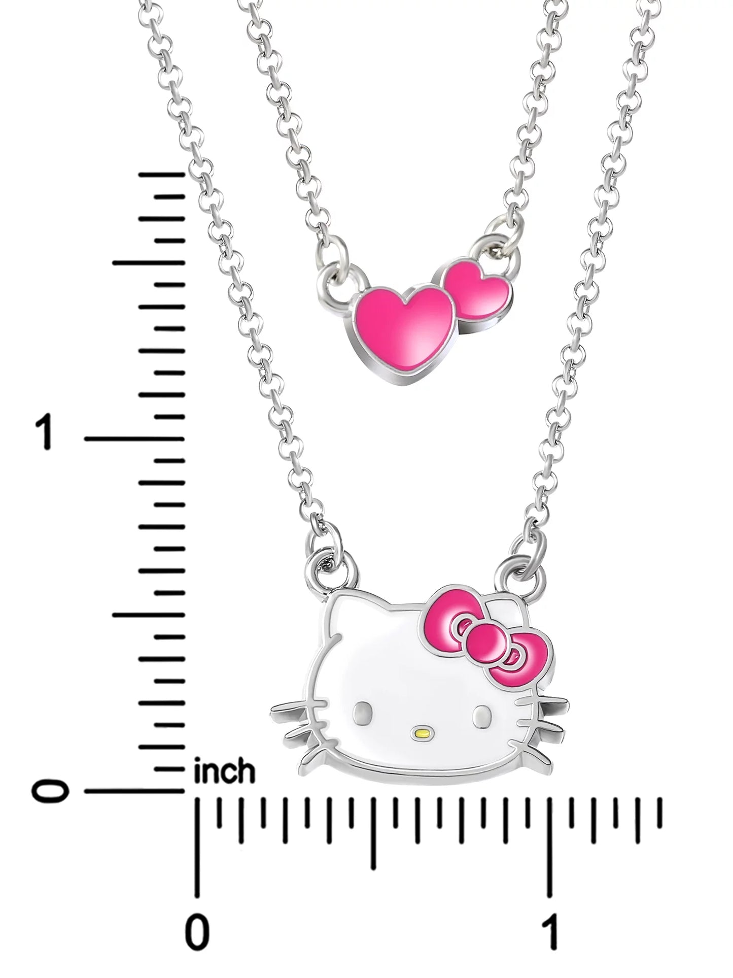 Sanrio,  Girl'S, Silver-Tone Enamel Hearts Double Necklace Set