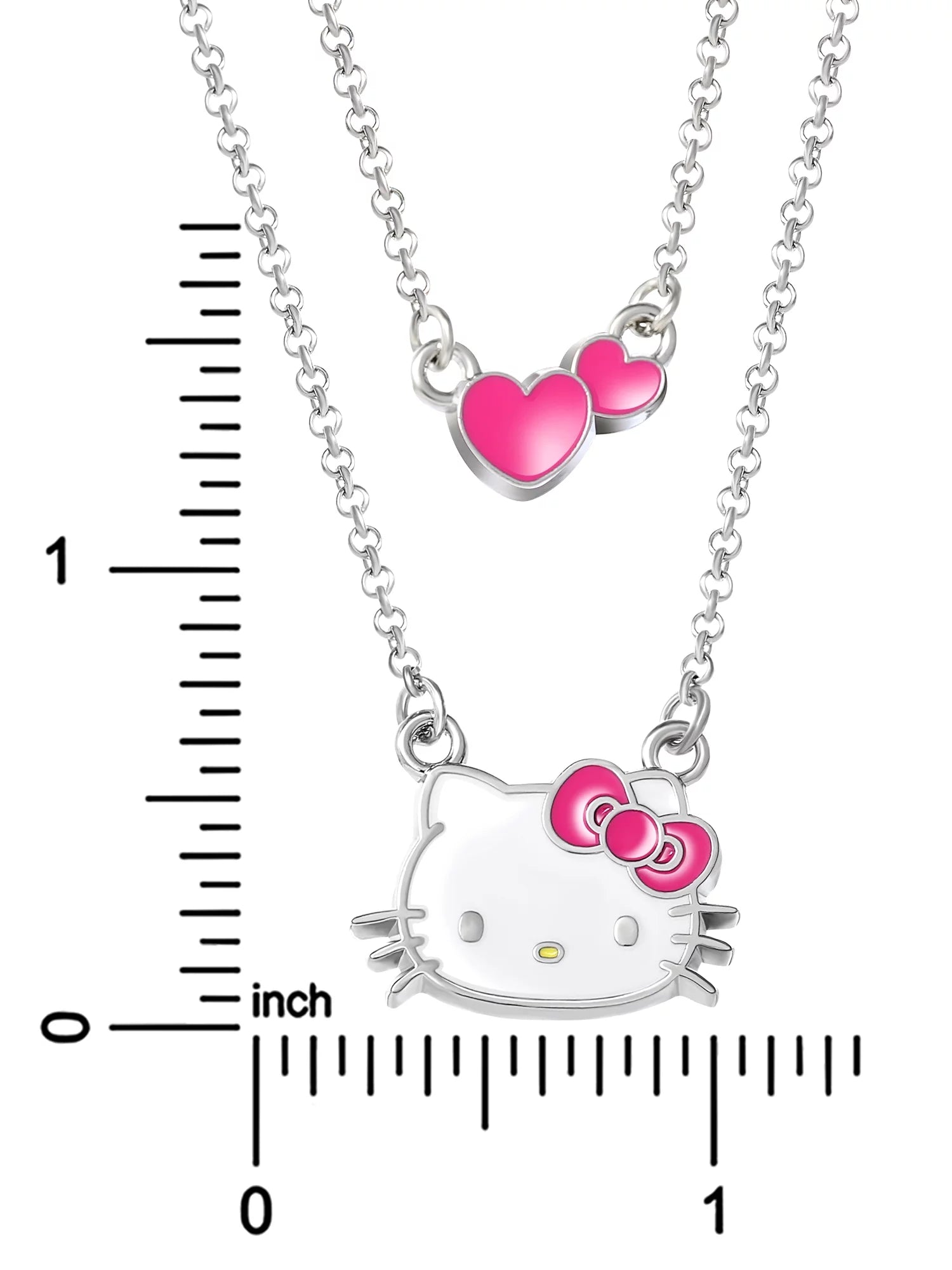Sanrio,  Girl'S, Silver-Tone Enamel Hearts Double Necklace Set