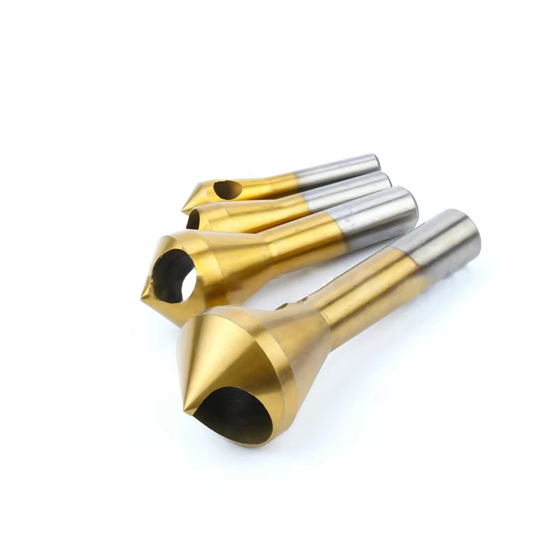 1/4Pcs Set Titanium Countersink Deburring Drill Taper Hole Cutter Steel/Aluminum Countersunk Head Chamfering Tools 2-5-10-15-20