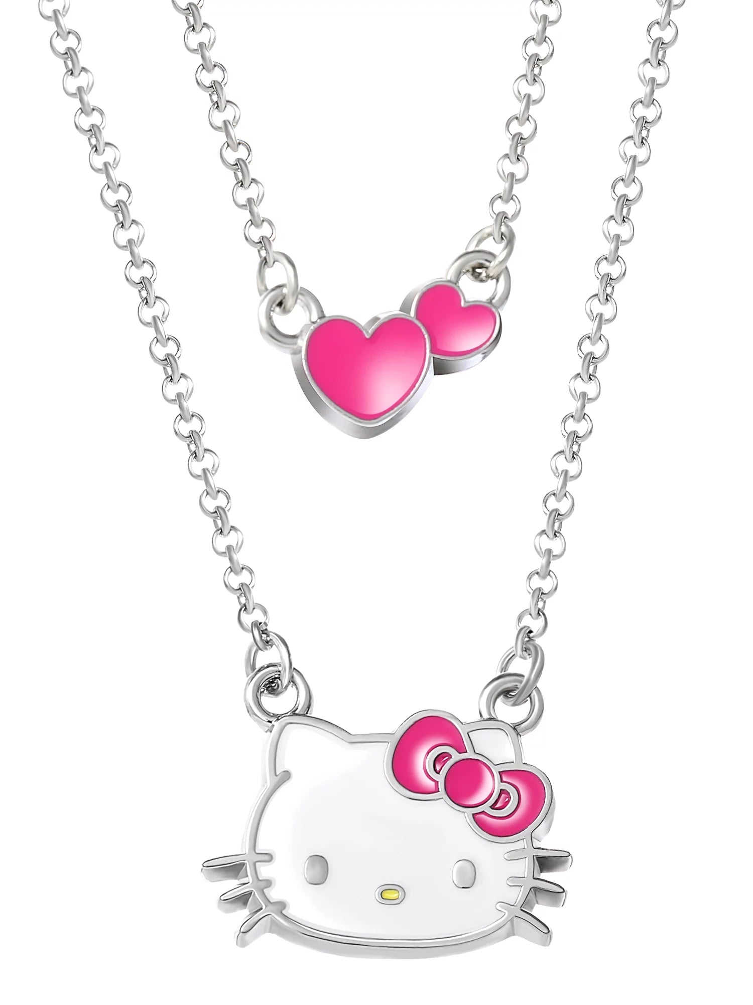 Sanrio,  Girl'S, Silver-Tone Enamel Hearts Double Necklace Set