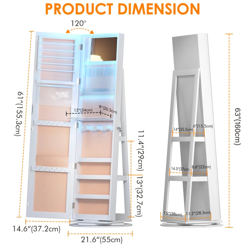 21.6'' Wide Freestanding Jewelry Armoire